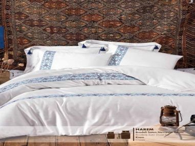 Eco Cotton Fitted Bed Linen Set Harem- Cream