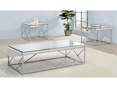 Meridien Evelyn Mirror Top Cocktail Table Set (01xCT + 02xET)