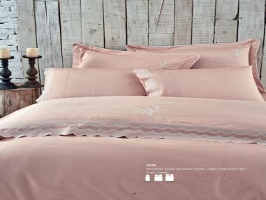Eco Cotton Fitted Bed Linen  Set Ekin -Pink