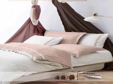 Eco Cotton Fitted Bed Linen  Set Basic- Powder