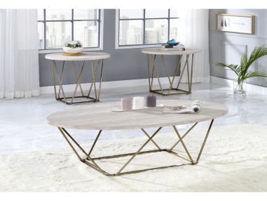 Meridien Rowyn Faux Marble Paper Top Table Set (01xCT + 02xET)- (RW3000)